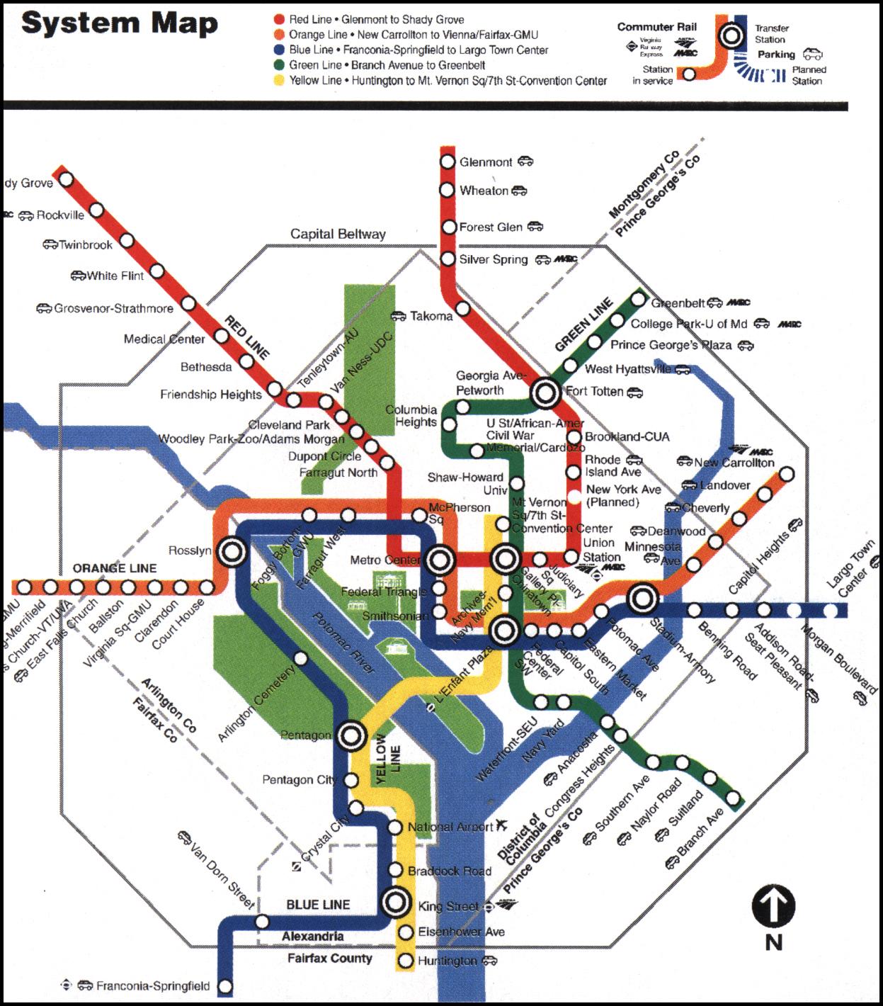 Dc de métro la carte Washington dc de métro de la carte (District de