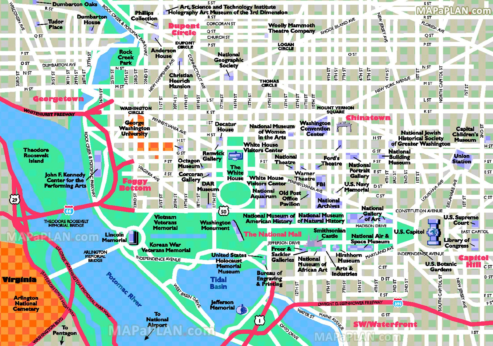 washington dc downtown tourist map