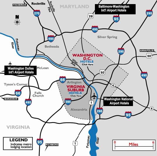 région de washington dc la carte d'aéroports