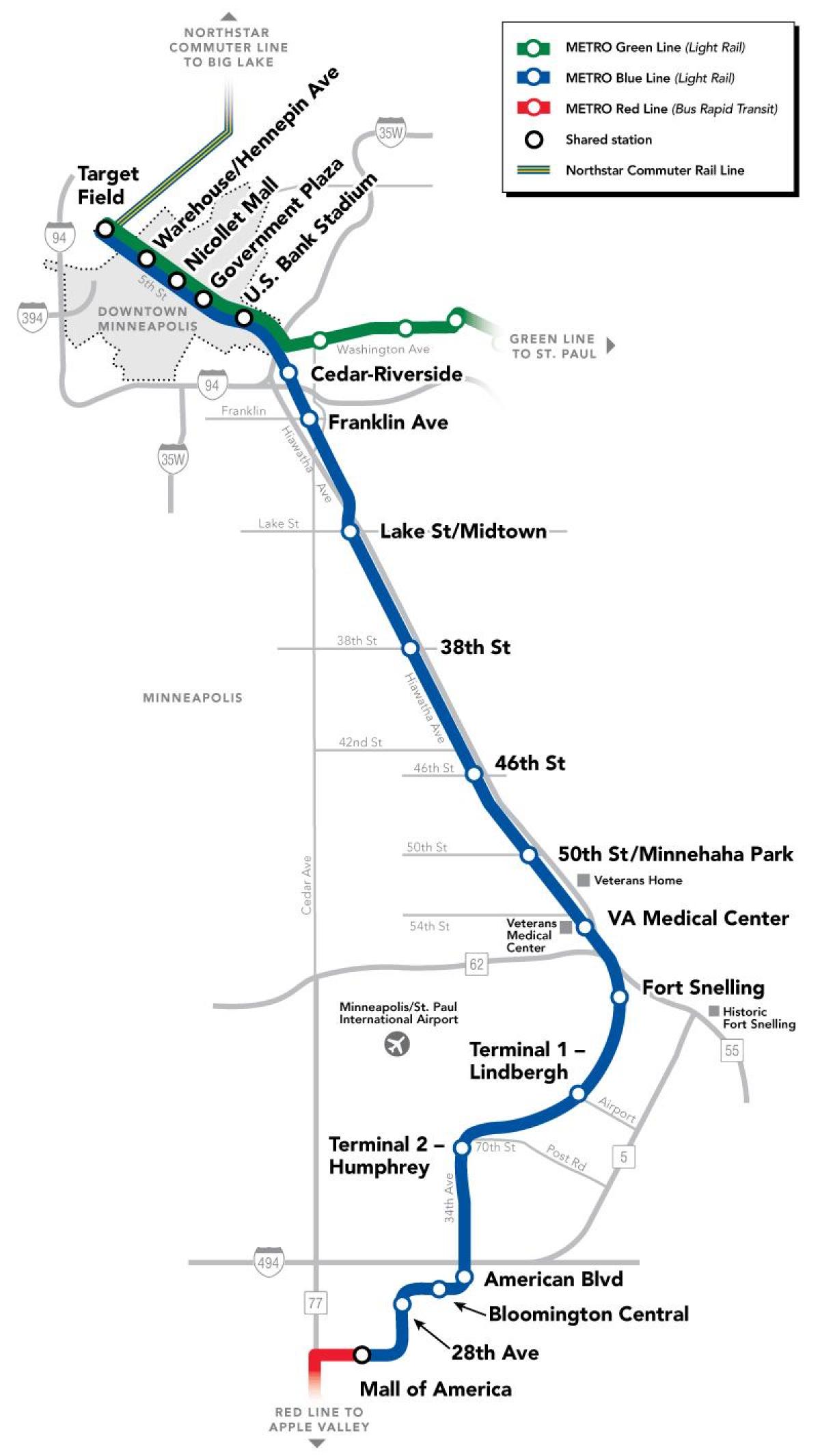 métro de washington à la ligne bleue de la carte