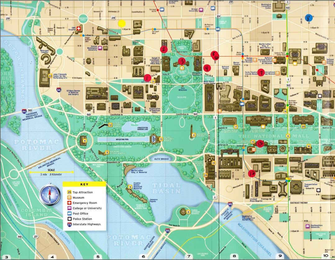 carte de dc monuments et mémoriaux