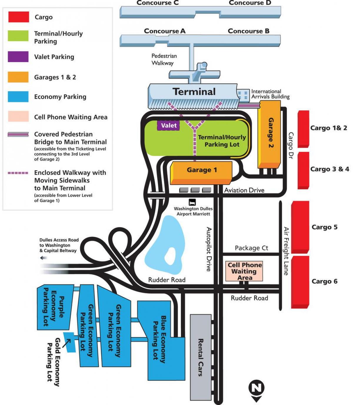 carte de l'aéroport de dulles zone