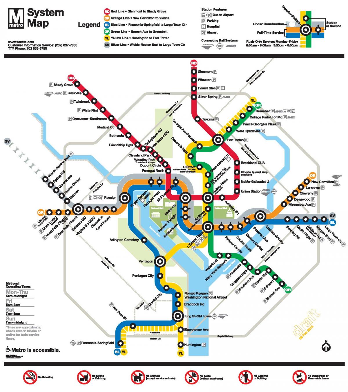 washington dc la ligne de métro la carte