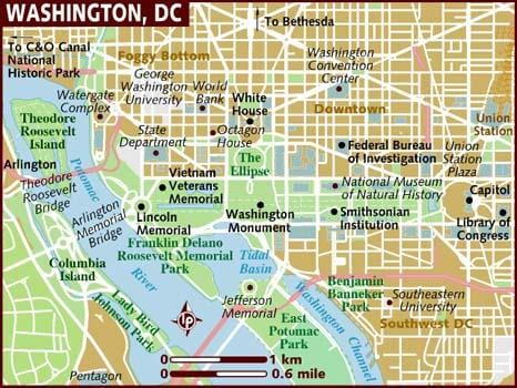 carte de la région de washington