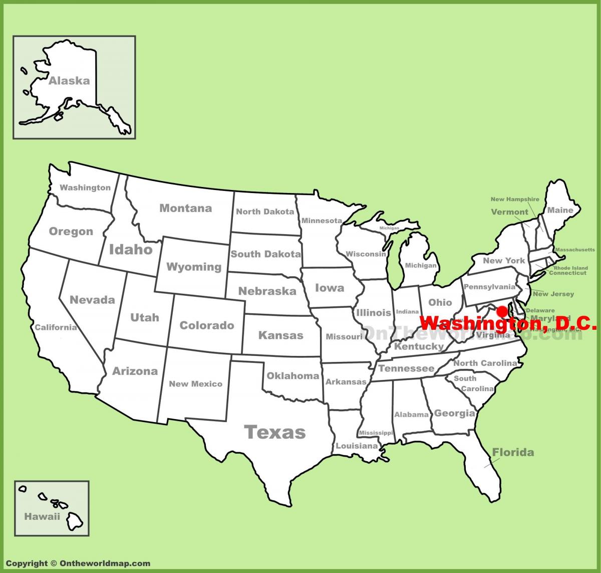 washington dc, situé à la carte états-unis