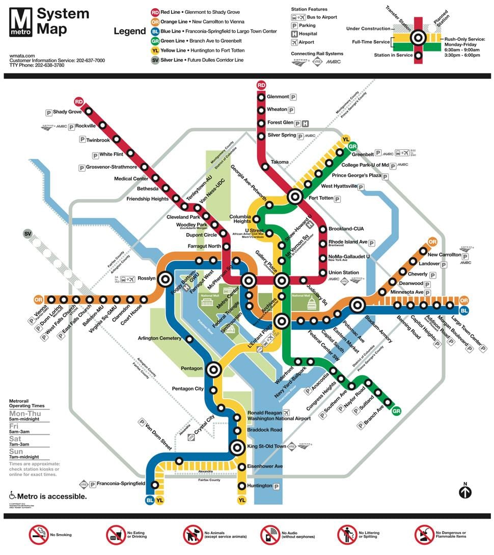 dc métro, carte de métro