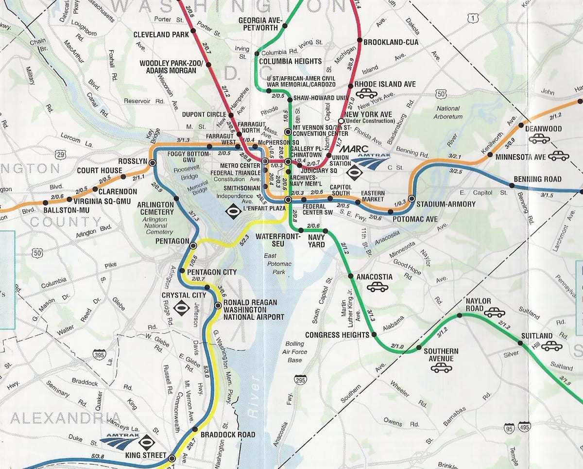 washington dc carte avec les arrêts de métro