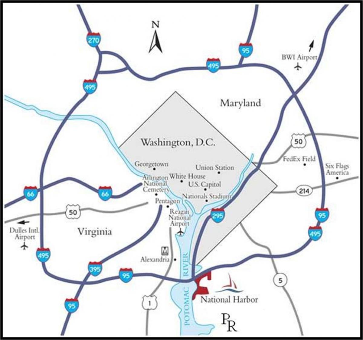 zone métropolitaine de washington une carte