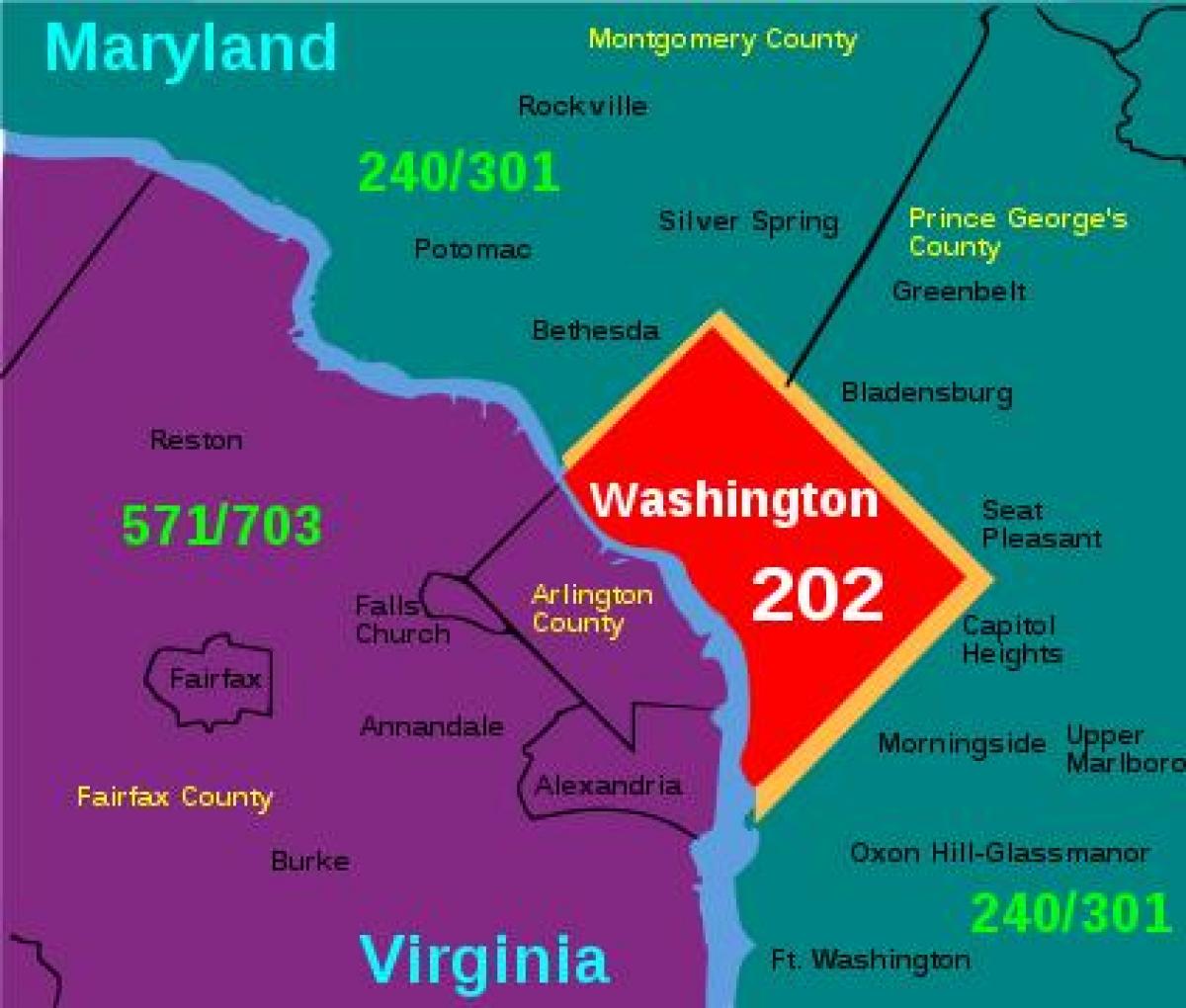 Dc zip code map - Dc zip code map par quartier (District de Columbia, états - unis)