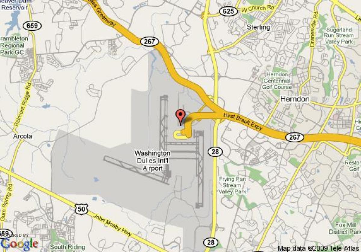 carte de l'aéroport dulles de la zone
