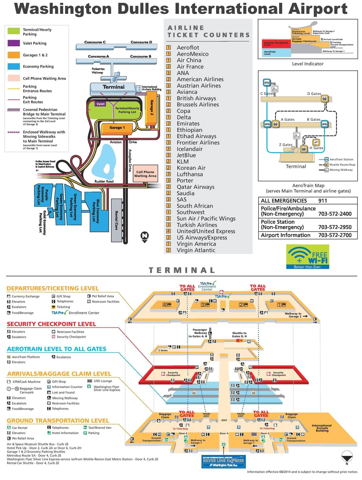 aéroport international dulles de washington une carte