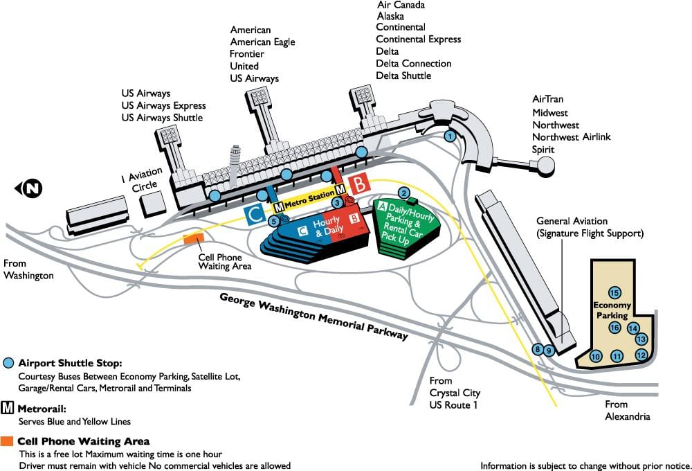 ronald reagan washington national airport carte