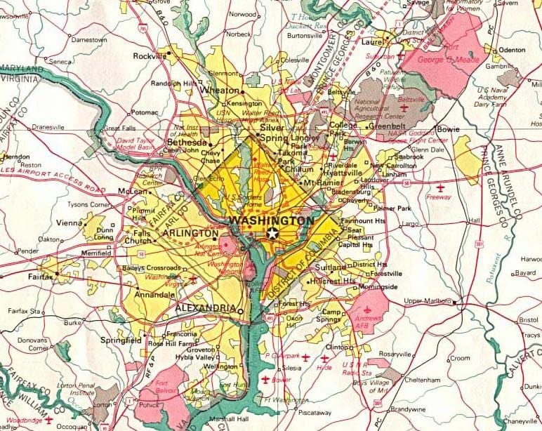 carte de la dc et les états environnants