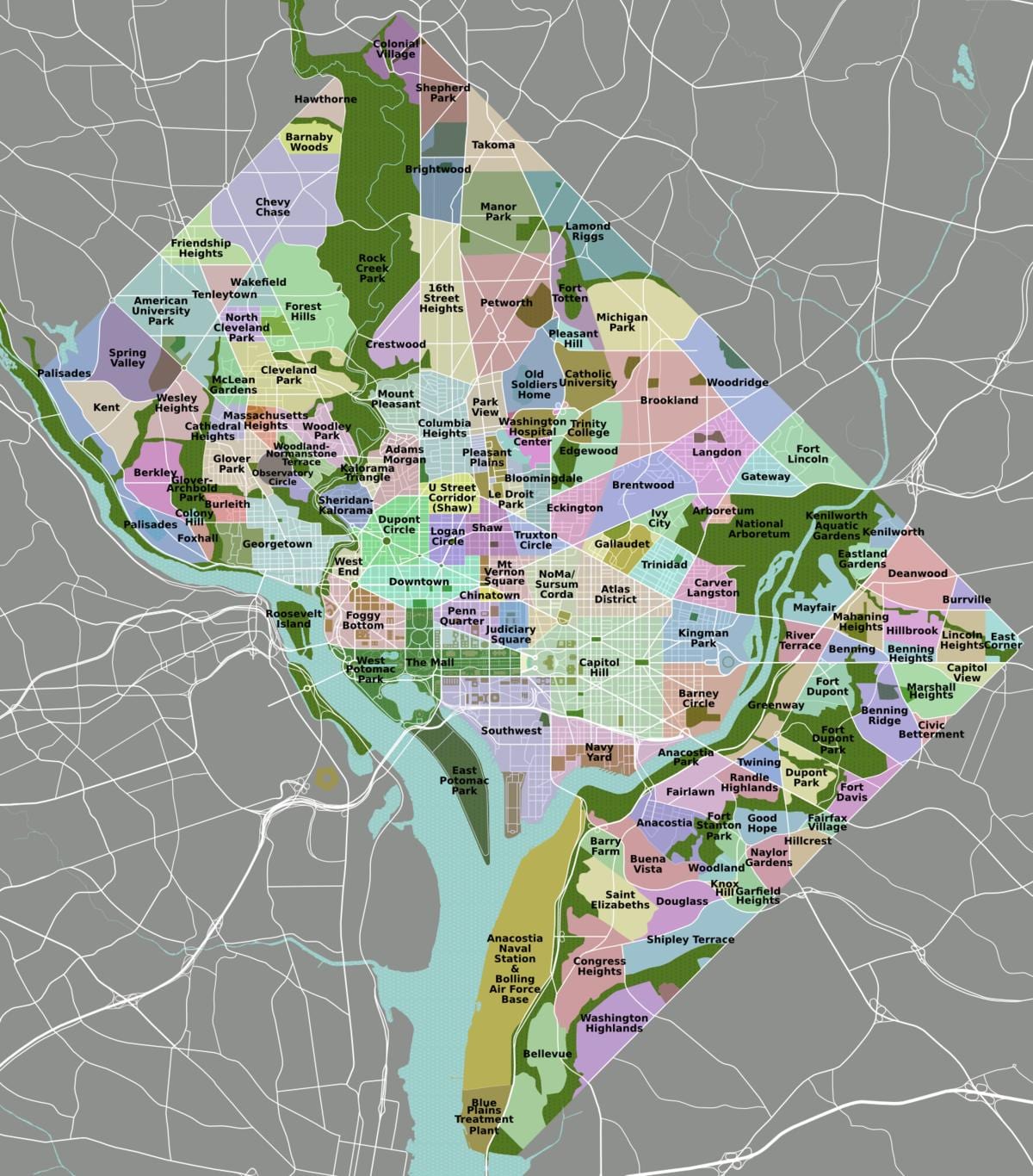 carte de dc et ses environs