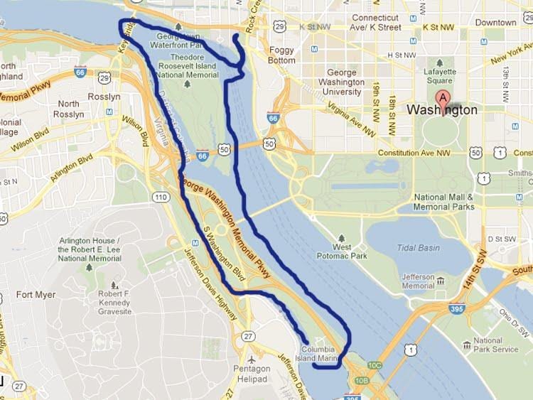 carte de la rivière potomac à washington dc