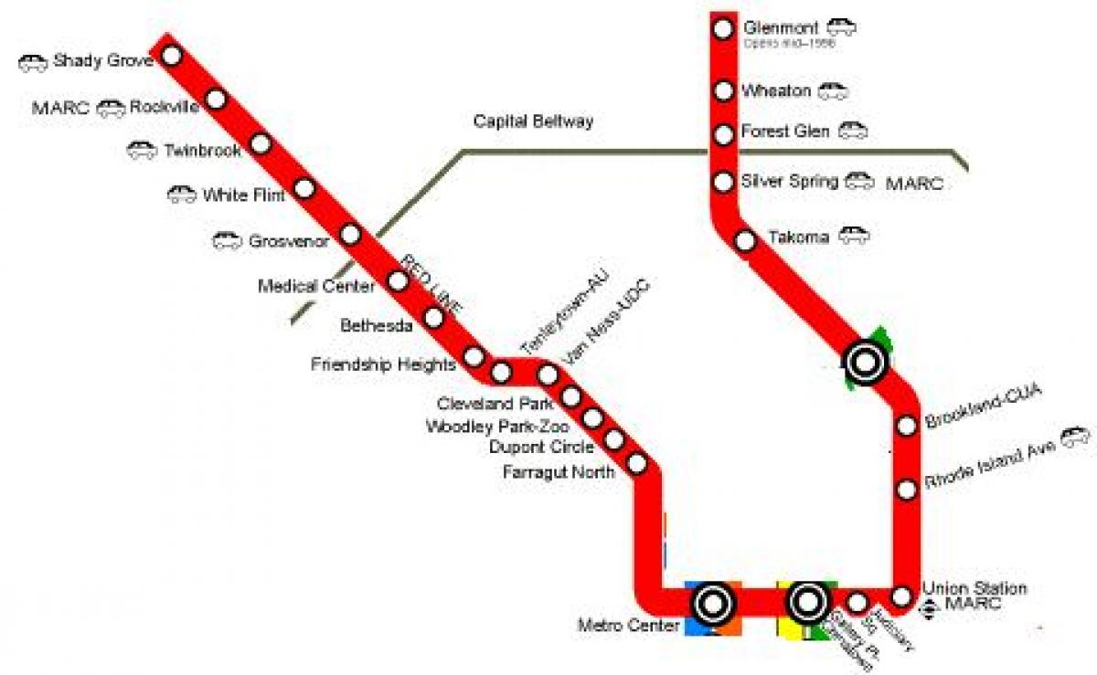 washington dc ligne rouge du métro de la carte