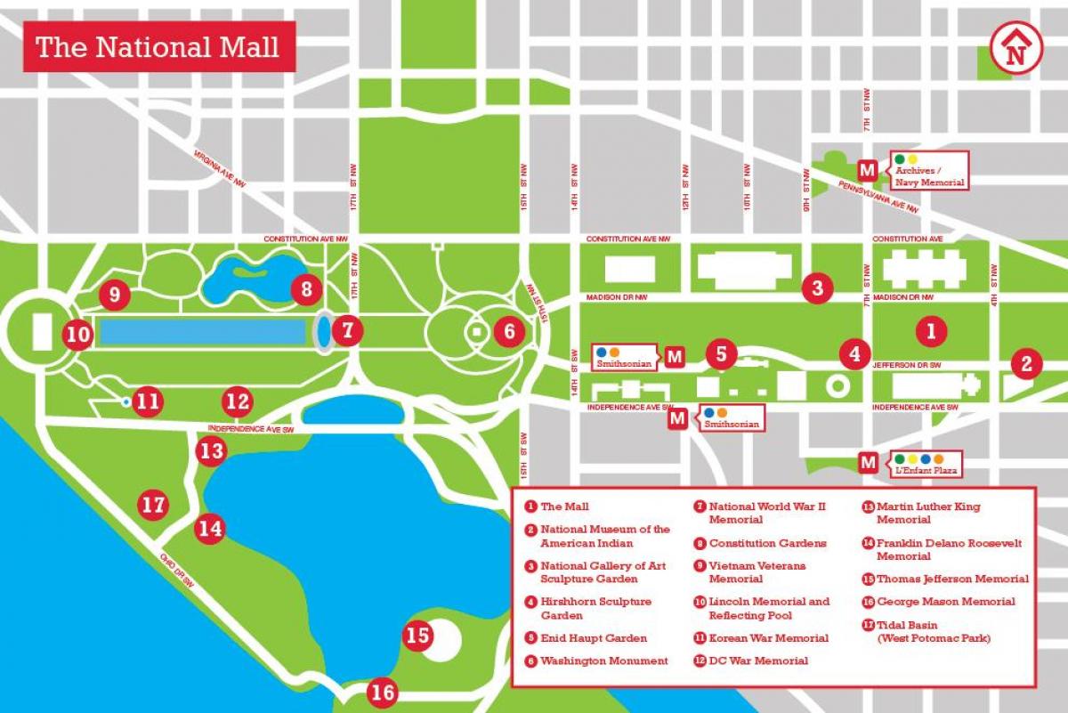 carte de la national mall parking