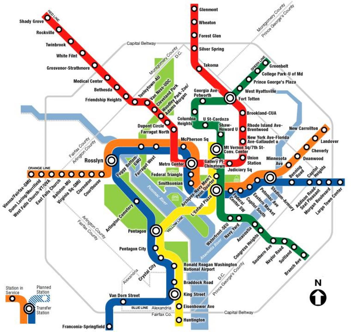 Washington, dc, du plan du métro - Wa dc carte de métro (District de Columbia, états - unis)