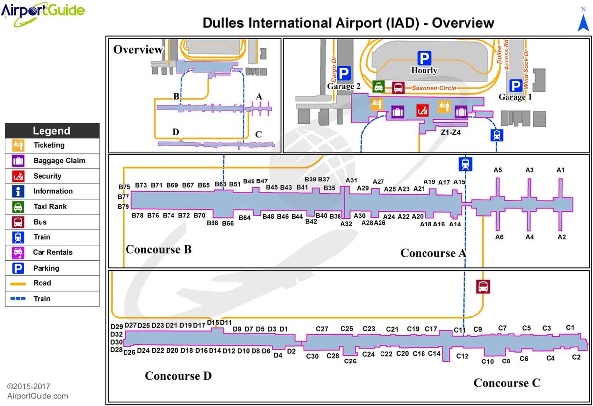 washington sai carte de l'aéroport