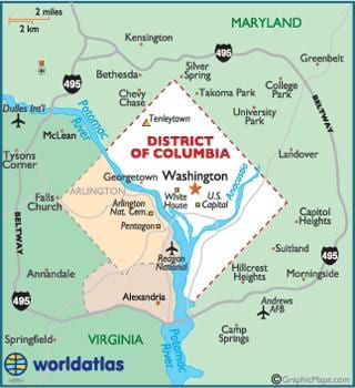 washington dc et de l'état de washington une carte