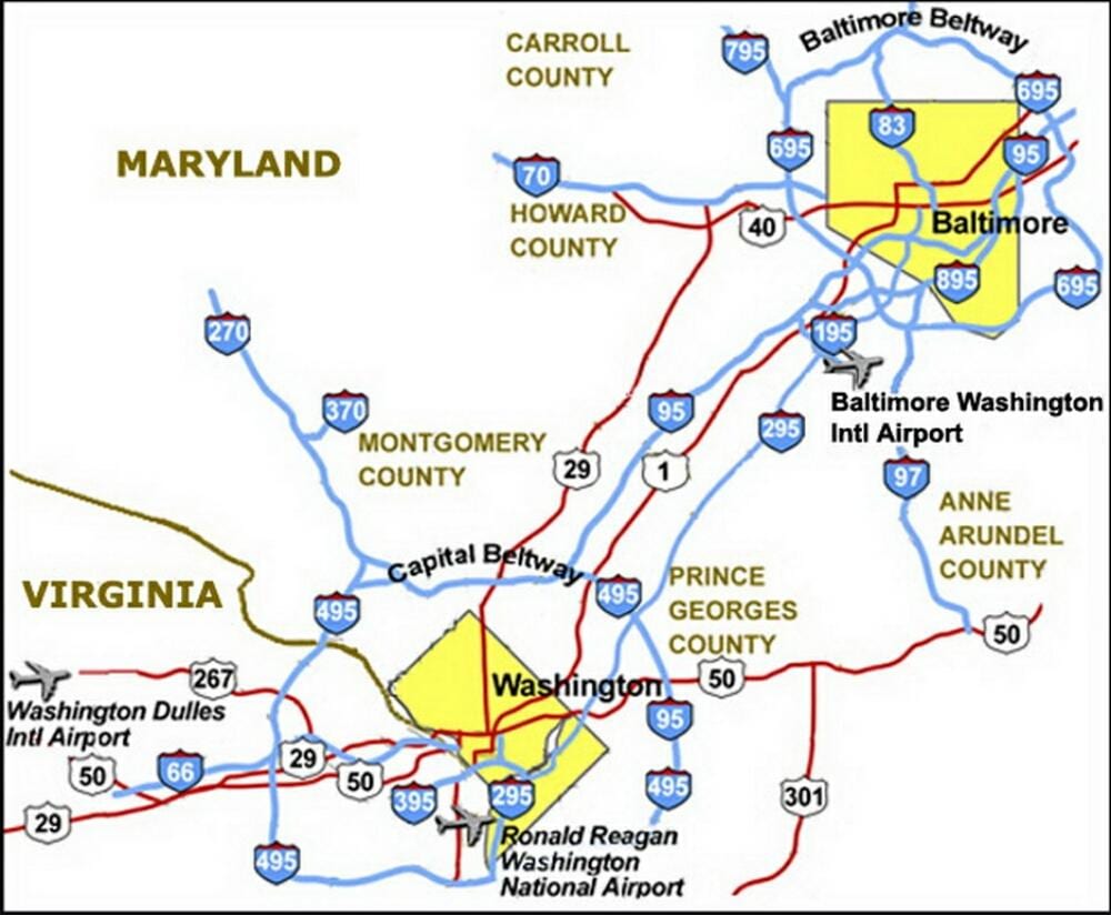 dc la carte d'aéroports