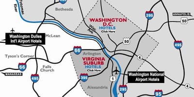 Région de Washington dc la carte d'aéroports