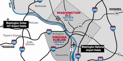 Région de Washington dc la carte d'aéroports