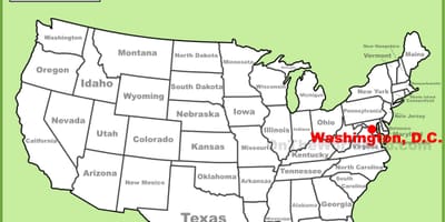 Washington dc, situé à la carte états-unis