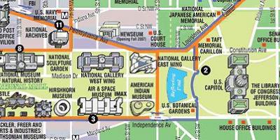 La carte de washington, dc, les musées et les monuments
