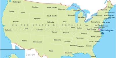 Dc carte des états-unis