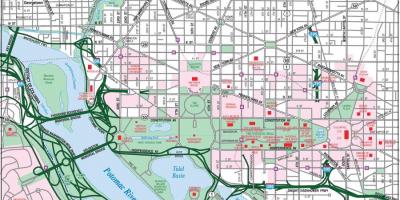 Le centre-ville de Washington une carte