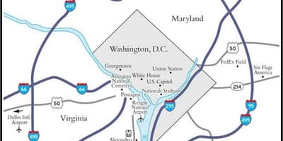 Zone métropolitaine de Washington une carte
