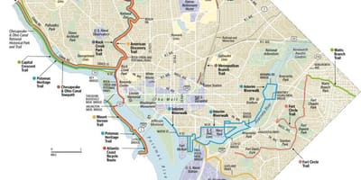 Washington dc sentiers de vélo de la carte