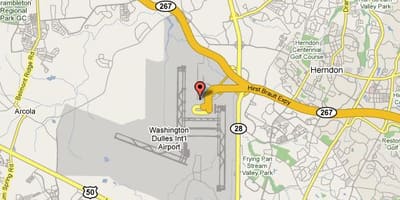 Carte de l'aéroport dulles de la zone