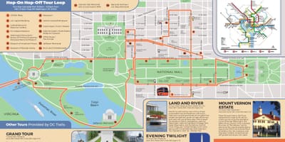 Washington hop on hop off bus de la carte de l'itinéraire