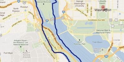 Carte de la rivière potomac à washington dc