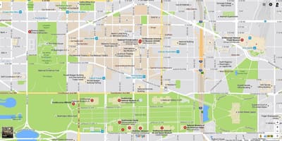 Carte de la national mall et musées